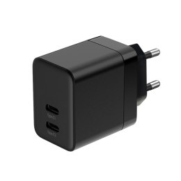 Crong Ultra Compact GaN - Ładowarka sieciowa 2x USB-C 35W PD 3.0 z PPS (czarny) Crong
