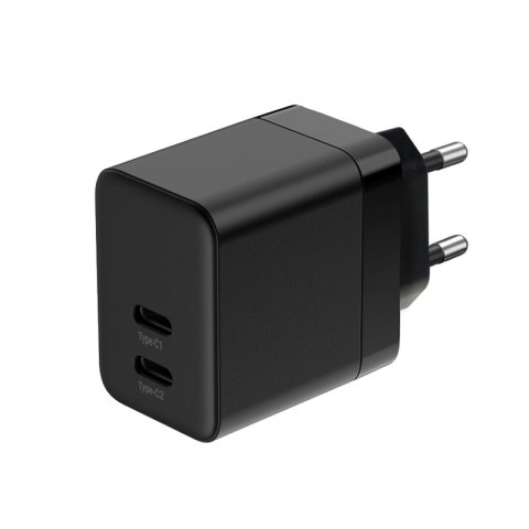 Crong Ultra Compact GaN - Ładowarka sieciowa 2x USB-C 35W PD 3.0 z PPS (czarny) Crong Crong Ultra Compact GaN - Ładowarka sieciowa 2x USB-C 35W PD 3.0 z PPS (czarny) Crong