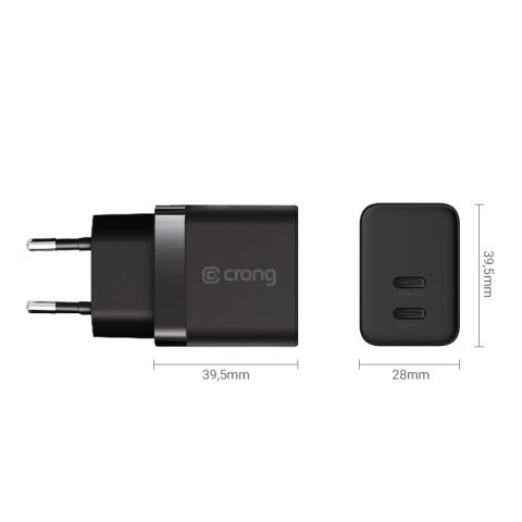 Crong Ultra Compact GaN - Ładowarka sieciowa 2x USB-C 35W PD 3.0 z PPS (czarny) Crong Crong Ultra Compact GaN - Ładowarka sieciowa 2x USB-C 35W PD 3.0 z PPS (czarny) Crong