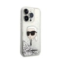 Karl Lagerfeld Liquid Glitter NFT Karl's Head - Etui iPhone 14 Pro Max (srebrny) Karl Lagerfeld