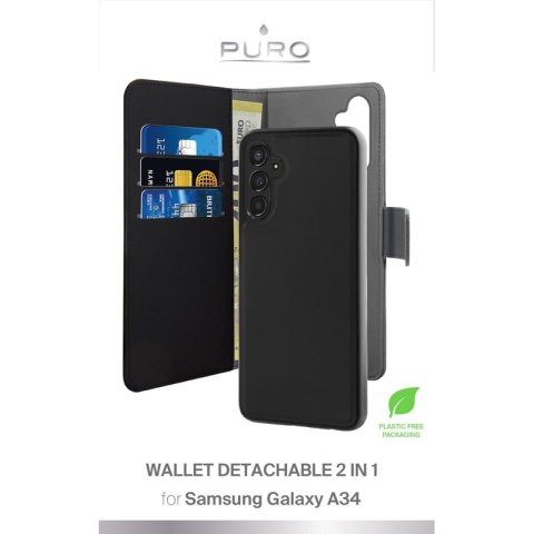 PURO Wallet Detachable - Etui 2w1 Samsung Galaxy A34 5G (czarny) Puro PURO Wallet Detachable - Etui 2w1 Samsung Galaxy A34 5G (czarny) Puro
