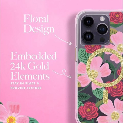Rifle Paper Clear MagSafe - Etui iPhone 14 Pro zdobione złotem (Rose Garden) Rifle Paper Rifle Paper Clear MagSafe - Etui iPhone 14 Pro zdobione złotem (Rose Garden) Rifle Paper