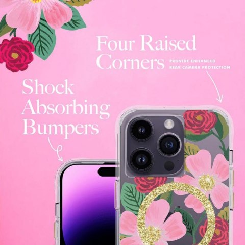 Rifle Paper Clear MagSafe - Etui iPhone 14 Pro zdobione złotem (Rose Garden) Rifle Paper Rifle Paper Clear MagSafe - Etui iPhone 14 Pro zdobione złotem (Rose Garden) Rifle Paper