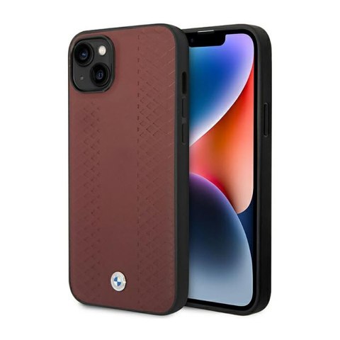 BMW Leather Diamond Pattern - Etui iPhone 14 (burgundowy) BMW BMW Leather Diamond Pattern - Etui iPhone 14 (burgundowy) BMW