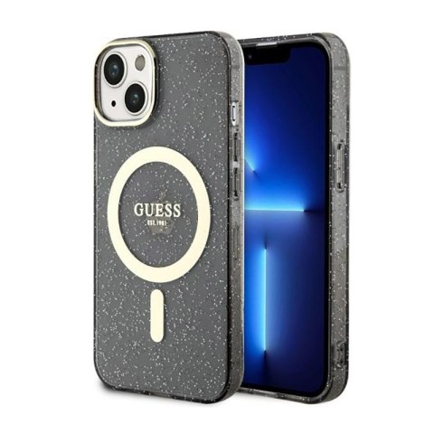 Guess Glitter Gold MagSafe - Etui iPhone 14 (Czarny) Guess Guess Glitter Gold MagSafe - Etui iPhone 14 (Czarny) Guess