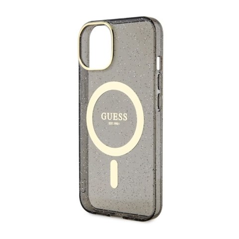 Guess Glitter Gold MagSafe - Etui iPhone 14 (Czarny) Guess Guess Glitter Gold MagSafe - Etui iPhone 14 (Czarny) Guess