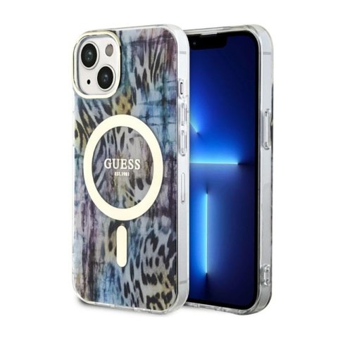Guess Leopard MagSafe - Etui iPhone 14 (Niebieski) Guess Guess Leopard MagSafe - Etui iPhone 14 (Niebieski) Guess
