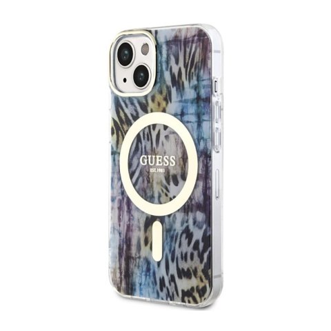 Guess Leopard MagSafe - Etui iPhone 14 (Niebieski) Guess Guess Leopard MagSafe - Etui iPhone 14 (Niebieski) Guess