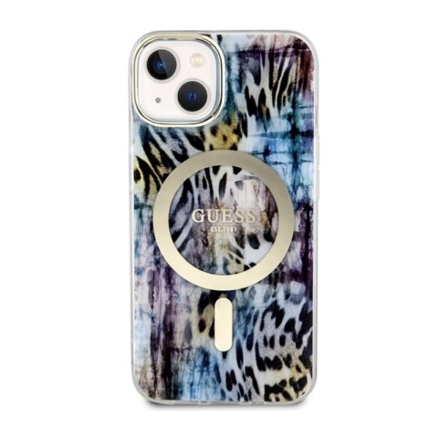 Guess Leopard MagSafe - Etui iPhone 14 (Niebieski) Guess Guess Leopard MagSafe - Etui iPhone 14 (Niebieski) Guess