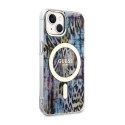 Guess Leopard MagSafe - Etui iPhone 14 (Niebieski) Guess