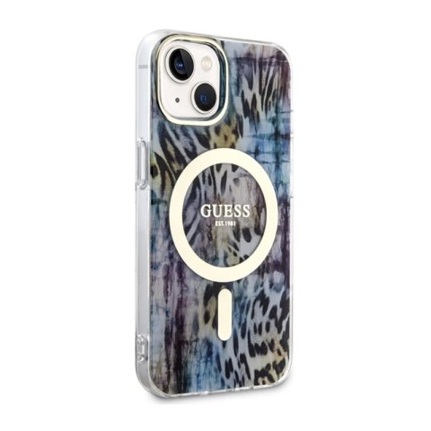 Guess Leopard MagSafe - Etui iPhone 14 (Niebieski) Guess Guess Leopard MagSafe - Etui iPhone 14 (Niebieski) Guess