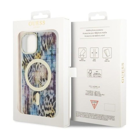 Guess Leopard MagSafe - Etui iPhone 14 (Niebieski) Guess Guess Leopard MagSafe - Etui iPhone 14 (Niebieski) Guess