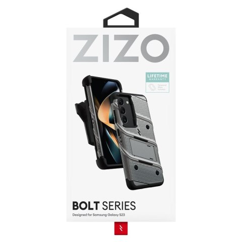 ZIZO BOLT Series - Pancerne etui Samsung Galaxy S23 ze szkłem 9H na ekran + uchwyt z podstawką (szary) Zizo ZIZO BOLT Series - Pancerne etui Samsung Galaxy S23 ze szkłem 9H na ekran + uchwyt z podstawką (szary) Zizo