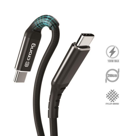 Crong Armor Link - Kabel 100W PD 5A USB-C do USB-C 200cm (czarny) Crong Crong Armor Link - Kabel 100W PD 5A USB-C do USB-C 200cm (czarny) Crong