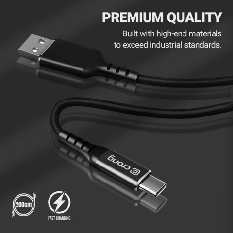 Crong Armor Link - Kabel 100W PD 5A USB-C do USB-C 200cm (czarny) Crong Crong Armor Link - Kabel 100W PD 5A USB-C do USB-C 200cm (czarny) Crong