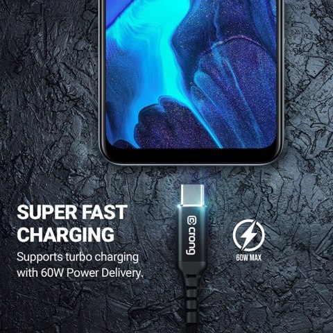 Crong Armor Link - Kabel 60W PD 3A USB-A do USB-C 25cm (czarny) Crong Crong Armor Link - Kabel 60W PD 3A USB-A do USB-C 25cm (czarny) Crong