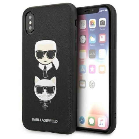 Karl Lagerfeld Saffiano Karl & Choupette Heads - Etui iPhone Xs / X (czarny) Karl Lagerfeld Karl Lagerfeld Saffiano Karl & Choupette Heads - Etui iPhone Xs / X (czarny) Karl Lagerfeld