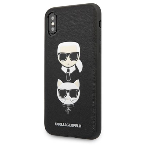 Karl Lagerfeld Saffiano Karl & Choupette Heads - Etui iPhone Xs / X (czarny) Karl Lagerfeld Karl Lagerfeld Saffiano Karl & Choupette Heads - Etui iPhone Xs / X (czarny) Karl Lagerfeld