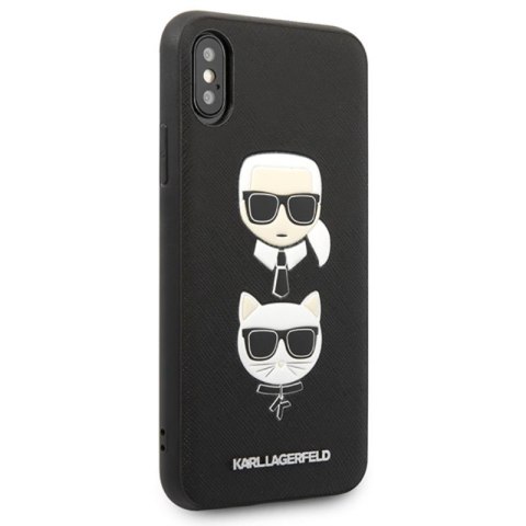 Karl Lagerfeld Saffiano Karl & Choupette Heads - Etui iPhone Xs / X (czarny) Karl Lagerfeld Karl Lagerfeld Saffiano Karl & Choupette Heads - Etui iPhone Xs / X (czarny) Karl Lagerfeld