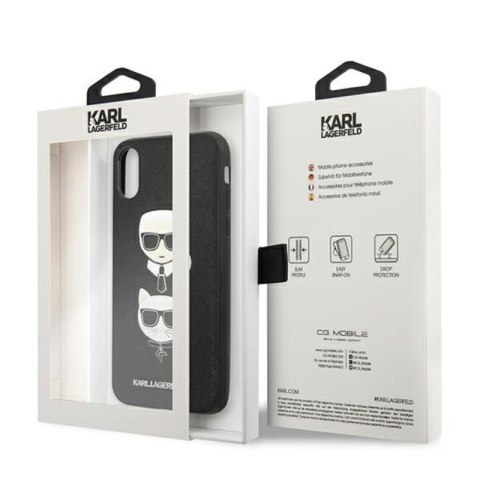 Karl Lagerfeld Saffiano Karl & Choupette Heads - Etui iPhone Xs / X (czarny) Karl Lagerfeld Karl Lagerfeld Saffiano Karl & Choupette Heads - Etui iPhone Xs / X (czarny) Karl Lagerfeld