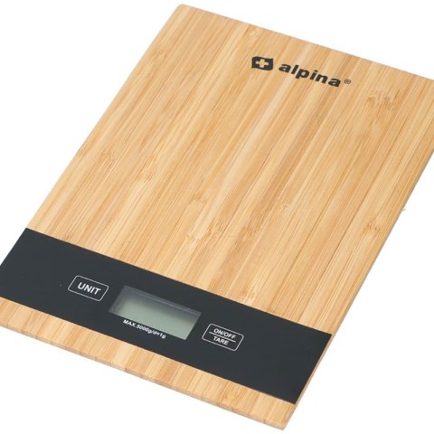 Alpina - Cyfrowa waga kuchenna bambusowa 5kg Alpina Alpina - Cyfrowa waga kuchenna bambusowa 5kg Alpina