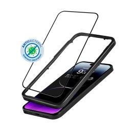 Crong Anti-Bacterial 3D Armour Glass - Szkło hartowane 9H na cały ekran iPhone 14 Pro Max + ramka instalacyjna Crong