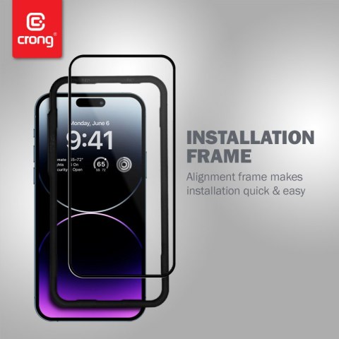 Crong Anti-Bacterial 3D Armour Glass - Szkło hartowane 9H na cały ekran iPhone 14 Pro Max + ramka instalacyjna Crong Crong Anti-Bacterial 3D Armour Glass - Szkło hartowane 9H na cały ekran iPhone 14 Pro Max + ramka instalacyjna Crong