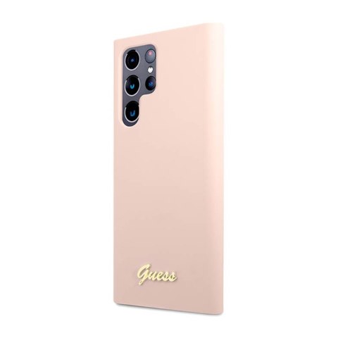 Guess Silicone Script Metal Logo - Etui Samsung Galaxy S23 Ultra (różowy) Guess Guess Silicone Script Metal Logo - Etui Samsung Galaxy S23 Ultra (różowy) Guess