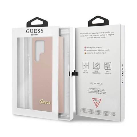 Guess Silicone Script Metal Logo - Etui Samsung Galaxy S23 Ultra (różowy) Guess Guess Silicone Script Metal Logo - Etui Samsung Galaxy S23 Ultra (różowy) Guess