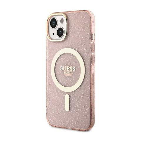 Guess Glitter Gold MagSafe - Etui iPhone 14 Plus (Różowy) Guess Guess Glitter Gold MagSafe - Etui iPhone 14 Plus (Różowy) Guess
