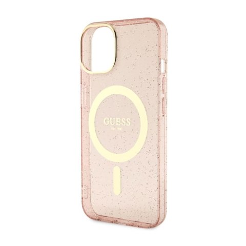 Guess Glitter Gold MagSafe - Etui iPhone 14 Plus (Różowy) Guess Guess Glitter Gold MagSafe - Etui iPhone 14 Plus (Różowy) Guess