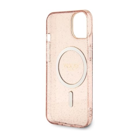 Guess Glitter Gold MagSafe - Etui iPhone 14 Plus (Różowy) Guess Guess Glitter Gold MagSafe - Etui iPhone 14 Plus (Różowy) Guess
