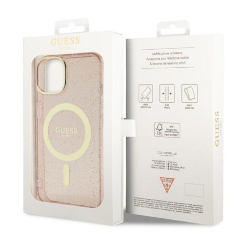 Guess Glitter Gold MagSafe - Etui iPhone 14 Plus (Różowy) Guess Guess Glitter Gold MagSafe - Etui iPhone 14 Plus (Różowy) Guess