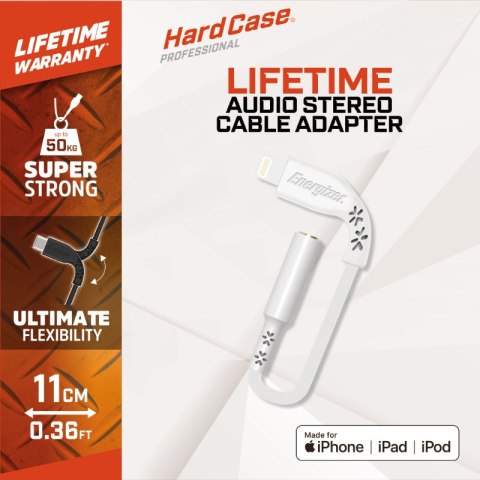 Energizer HardCase - Adapter audio Lightning do jack 3,5 mm certyfikat MFi 11 cm EU (Biały) dożywotnia gwarancja Energizer Energizer HardCase - Adapter audio Lightning do jack 3,5 mm certyfikat MFi 11 cm EU (Biały) dożywotnia gwarancja Energizer