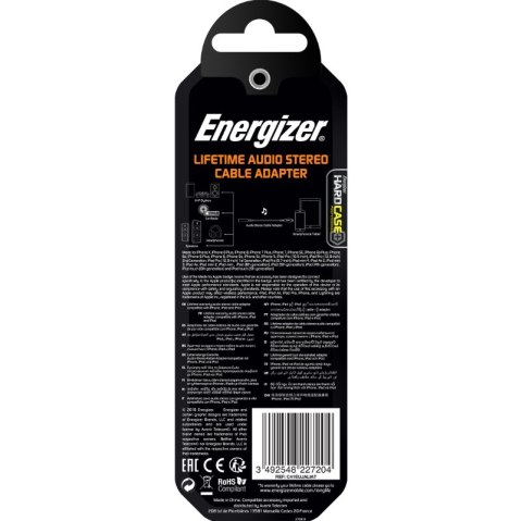 Energizer HardCase - Adapter audio Lightning do jack 3,5 mm certyfikat MFi 11 cm EU (Biały) dożywotnia gwarancja Energizer Energizer HardCase - Adapter audio Lightning do jack 3,5 mm certyfikat MFi 11 cm EU (Biały) dożywotnia gwarancja Energizer