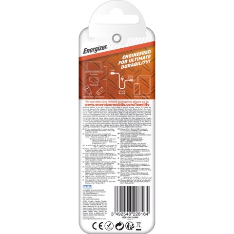 Energizer HardCase - Kabel połączeniowy USB-C do Lightning certyfikat MFi 1.2m (Biały) dożywotnia gwarancja Energizer Energizer HardCase - Kabel połączeniowy USB-C do Lightning certyfikat MFi 1.2m (Biały) dożywotnia gwarancja Energizer