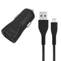 Energizer HardCase - Ładowarka samochodowa 2x USB-A 17W 3.4A + Kabel Lightning certyfikat MFi (Czarny) Energizer