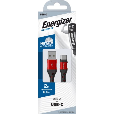 Energizer Ultimate - Kabel połączeniowy USB-A do USB-C 2m (Czerwony) Energizer Energizer Ultimate - Kabel połączeniowy USB-A do USB-C 2m (Czerwony) Energizer
