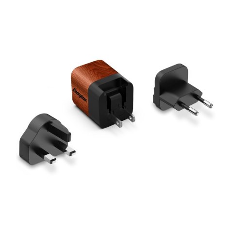 Energizer Ultimate - Ładowarka sieciowa podróżna Multiplug EU / UK / US GaN USB-C 20W PD (Walnut burl) Energizer Energizer Ultimate - Ładowarka sieciowa podróżna Multiplug EU / UK / US GaN USB-C 20W PD (Walnut burl) Energizer