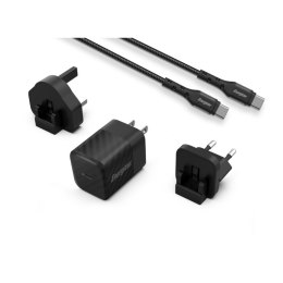 Energizer Ultimate - Ładowarka sieciowa podróżna Multiplug EU / UK / US GaN USB-C 20W PD + kabel USB-C (Czarny) Energizer