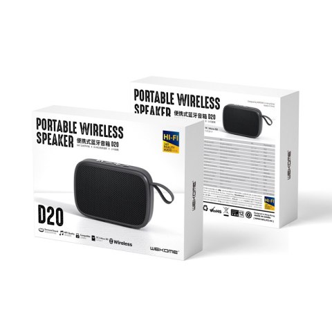 WEKOME D20 - Przenośny bezprzewodowy głośnik Bluetooth V5.0 (Czarny) Wekome WEKOME D20 - Przenośny bezprzewodowy głośnik Bluetooth V5.0 (Czarny) Wekome