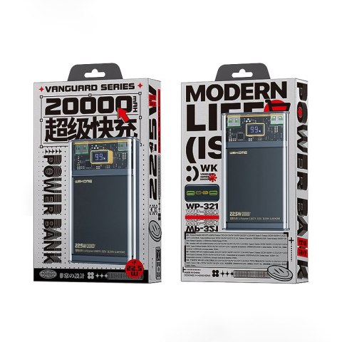 WEKOME WP-321 Vanguard Series - Power bank 20000 mAh Super Charging PD 20W + QC 22.5W (Czarny / Przezroczysty) Wekome WEKOME WP-321 Vanguard Series - Power bank 20000 mAh Super Charging PD 20W + QC 22.5W (Czarny / Przezroczysty) Wekome