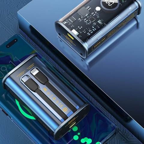 WEKOME WP-345 Vanguard Series - Power bank 10000 mAh Fast Charging z wbudowanym kablem USB-C & Lightning PD 20W + QC 22.5W (Czar Wekome WEKOME WP-345 Vanguard Series - Power bank 10000 mAh Fast Charging z wbudowanym kablem USB-C & Lightning PD 20W + QC 22.5W (Czar Wekome