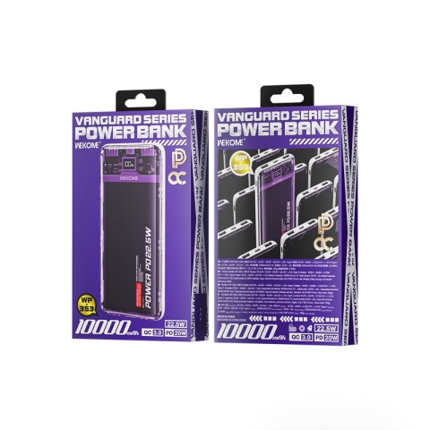 WEKOME WP-353 Vanguard Series - Power bank 10000 mAh PD 20W + QC 22.5W (Fioletowy / Przezroczysty) Wekome WEKOME WP-353 Vanguard Series - Power bank 10000 mAh PD 20W + QC 22.5W (Fioletowy / Przezroczysty) Wekome