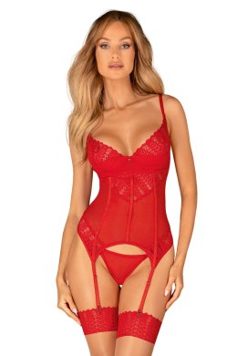 Komplet Gorset Model Ingridia Red - Obsessive