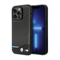 BMW Leather Carbon Blue Line - Etui iPhone 13 Pro (Czarny) BMW
