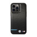 BMW Leather Carbon Blue Line - Etui iPhone 13 Pro (Czarny) BMW