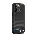 BMW Leather Carbon Blue Line - Etui iPhone 13 Pro (Czarny) BMW