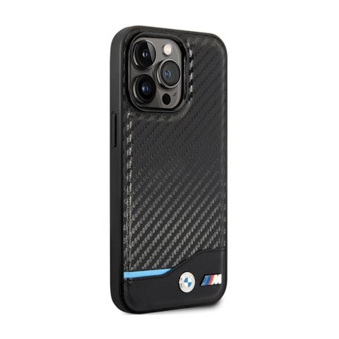 BMW Leather Carbon Blue Line - Etui iPhone 13 Pro (Czarny) BMW BMW Leather Carbon Blue Line - Etui iPhone 13 Pro (Czarny) BMW