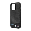 BMW Leather Carbon Blue Line - Etui iPhone 13 Pro (Czarny) BMW